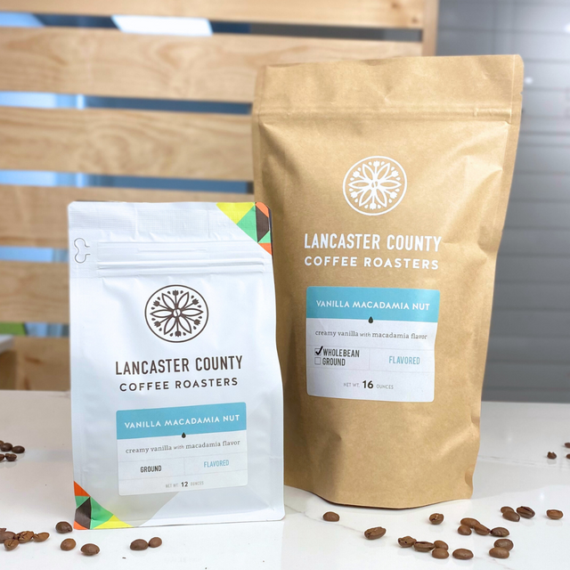 Vanilla Macadamia Nut Flavored Coffee Beans- Light and Smooth - Lancaster County