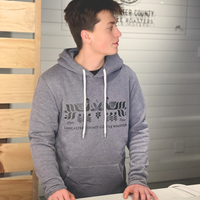 Gray Lancaster County Coffee Sweatshirt on Male Model 