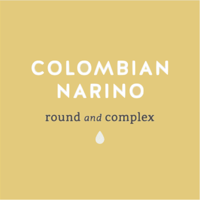 Colombian Narino round and complex label.