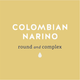 Colombian Narino round and complex label.
