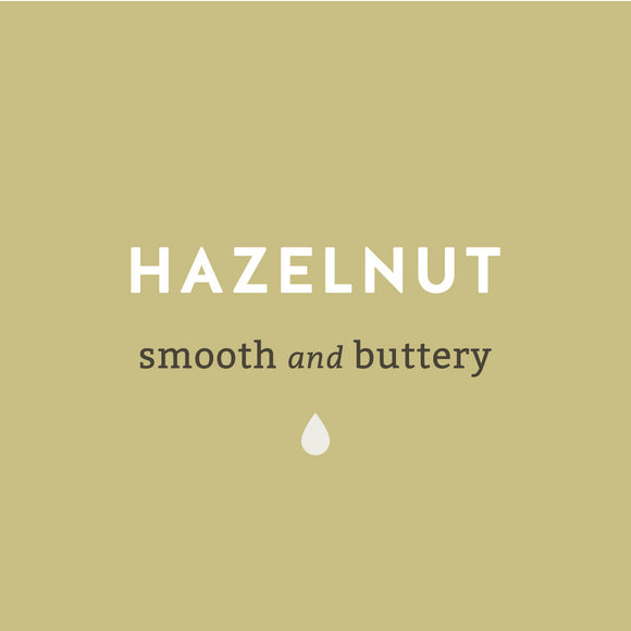 Hazelnut smooth and buttery label.